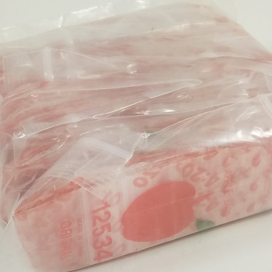 Original Apple Bags resealable plastic bags, 1.25 x 0.75 inches, ideal for storing small items or snacks.