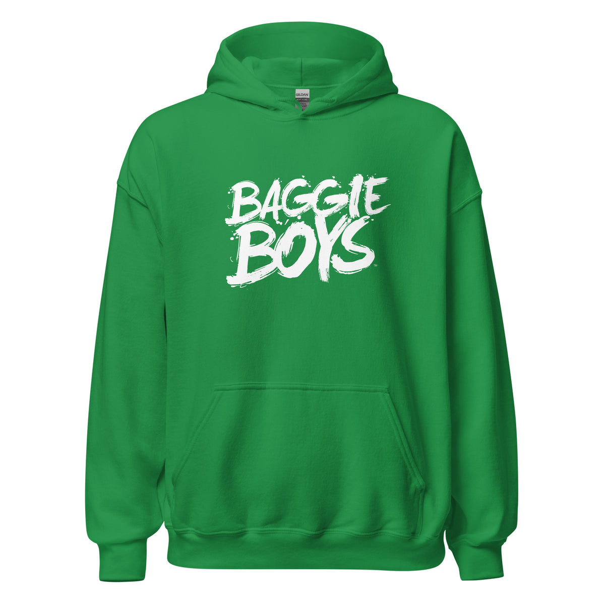 Unisex Baggie Boys Heavy Blend hoodie with front pocket and drawstring hood, in a casual sweatshirt style.