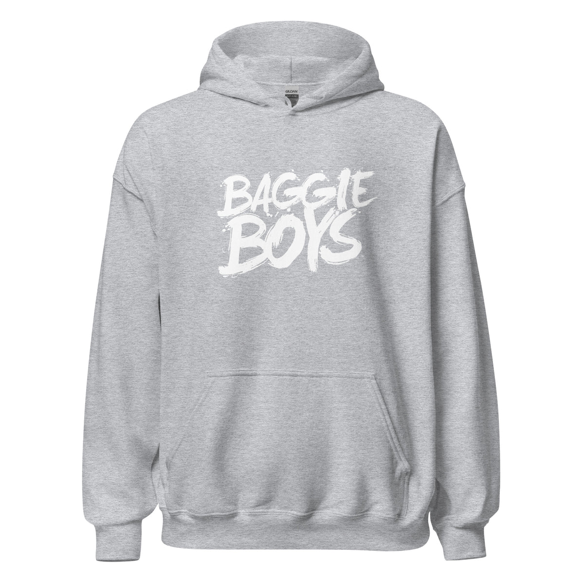 Unisex heavy blend hoodie from Baggie Boys with front pocket and hood, in a casual sweatshirt style.