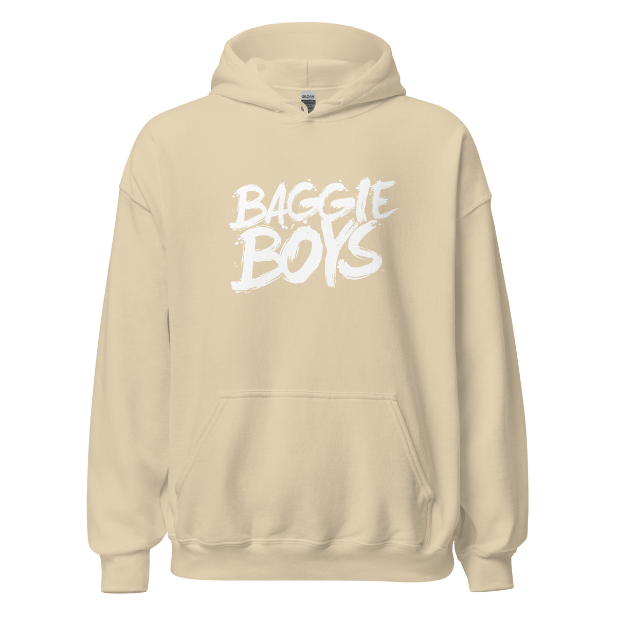 Unisex heavy blend hoodie by Baggie Boys featuring a front pocket and drawstring hood, in a casual, comfortable style.