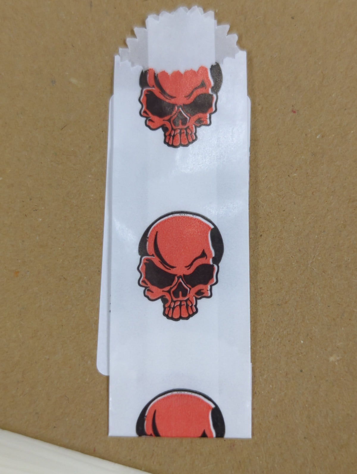 Vellum glassine wax paper envelope bag with skull design, moisture-resistant Stamp Collectors wax bags for stamps or collectibles.