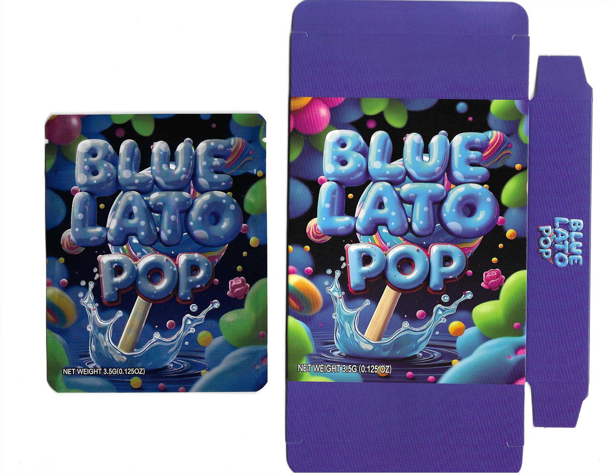 Blue Lato Pop smell-proof bag by The Baggie Store, showcasing its compact, durable design with a secure zipper closure.
