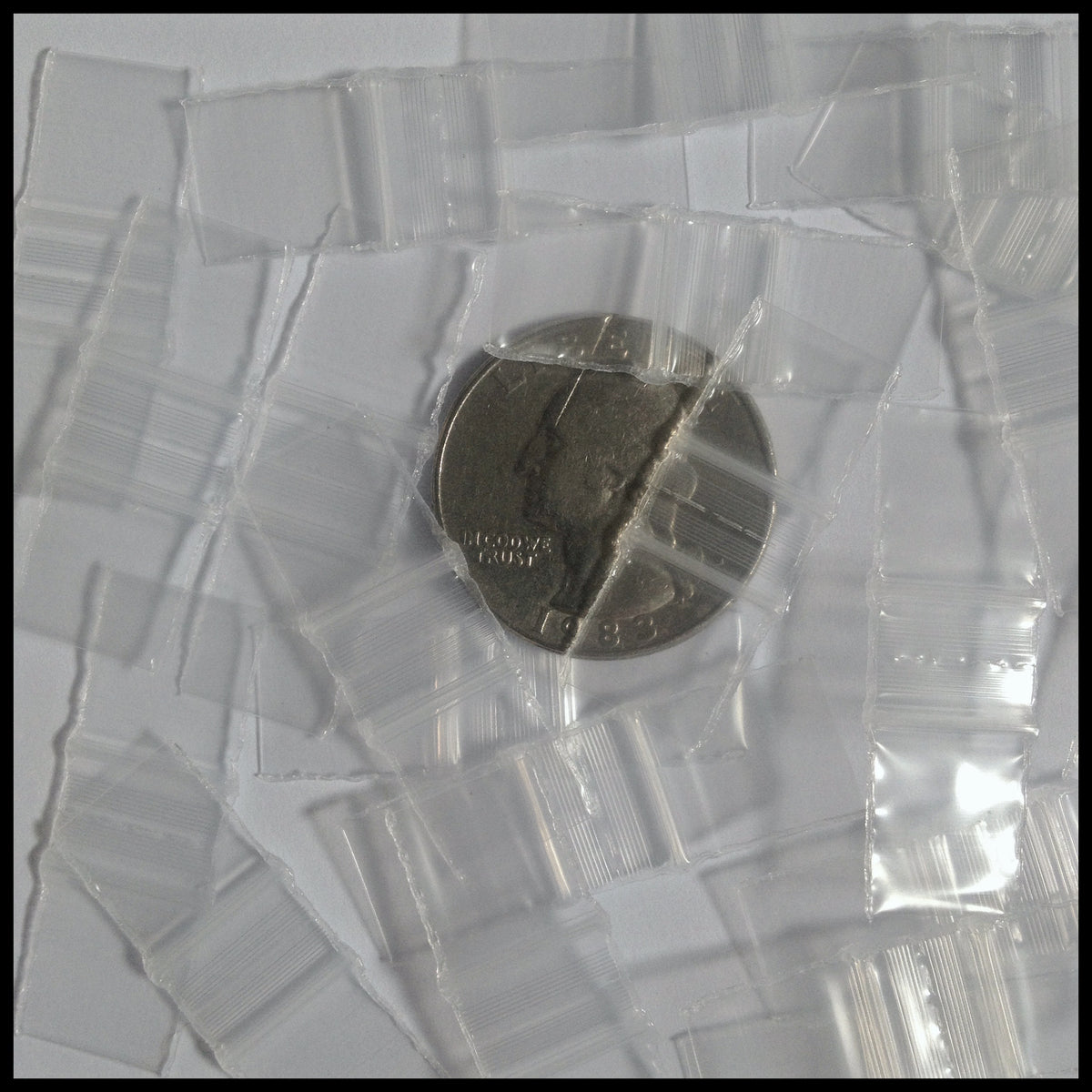 Clear resealable 1/2 inch by 1/2 inch Original Apple Bags for storing small items or snacks, with a transparent, resealable design.