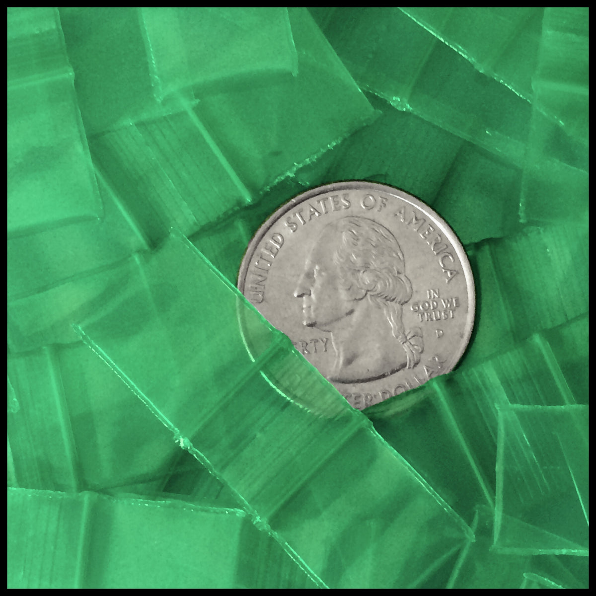 Green resealable bags by Original Apple Bags, 5/8" x 5/8" size, suitable for packaging and storage.