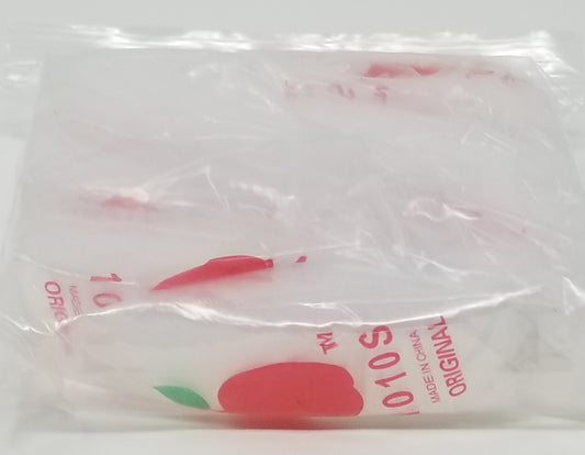 Clear resealable bags from Original Apple Bags, 1" x 1" size, perfect for storing small items or organizing.