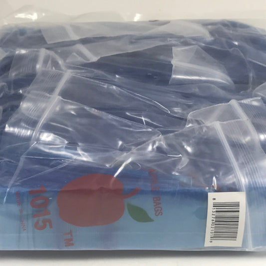 Blue 1" x 1.5" resealable bags by Original Apple Bags, perfect for storing small items or crafts.