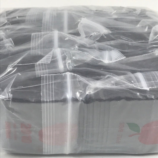 Black 2010 Original Apple Bags resealable storage bags, 2x1 inches, designed for secure packaging and organization.