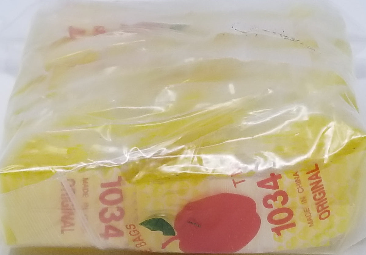Original Apple Bags resealable taxi cab-themed bags, 1x3/4 inches, perfect for packaging or storage.