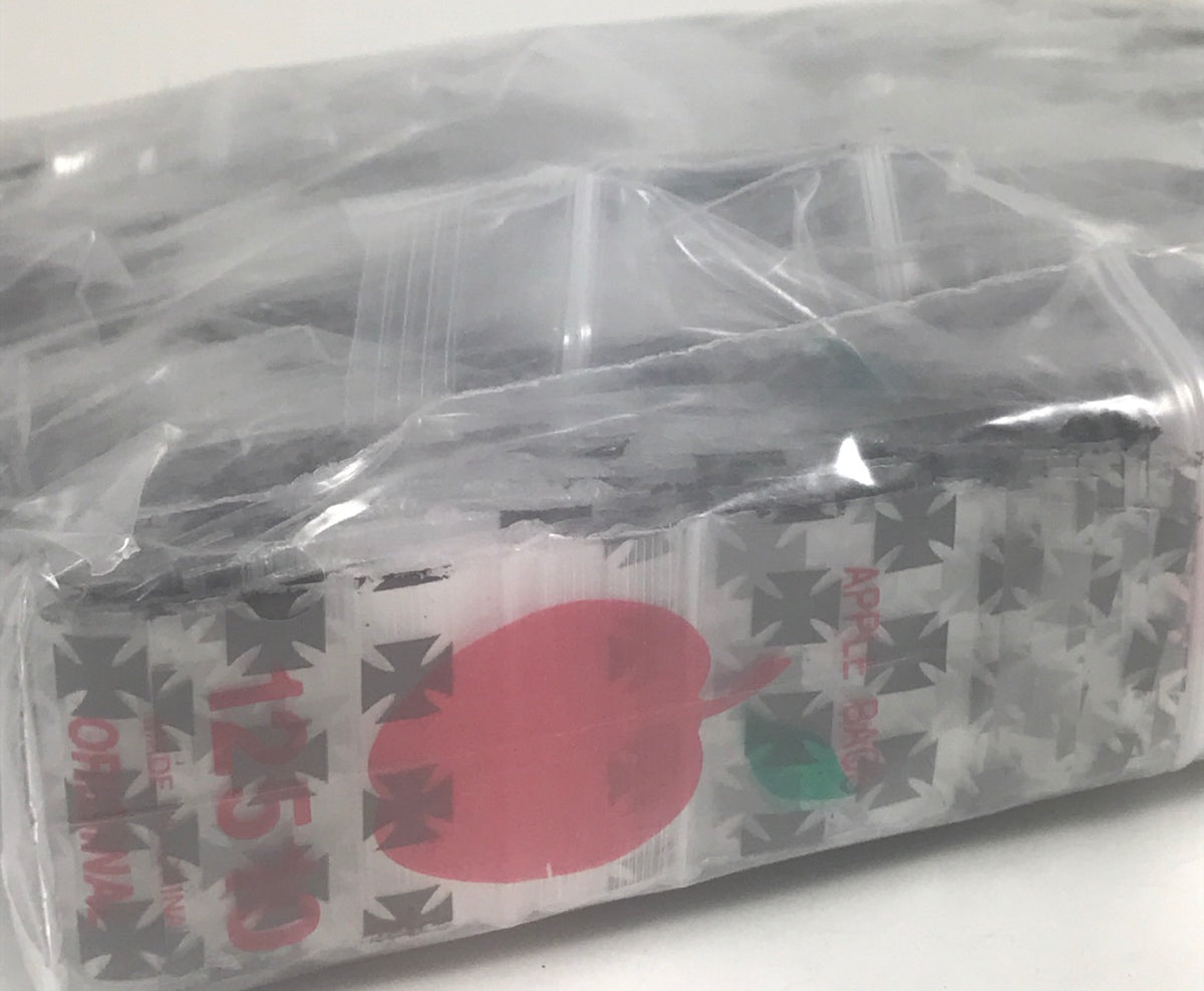 Original Apple Bags resealable chopper bags, 1.25" x 1", designed for food storage and freshness.