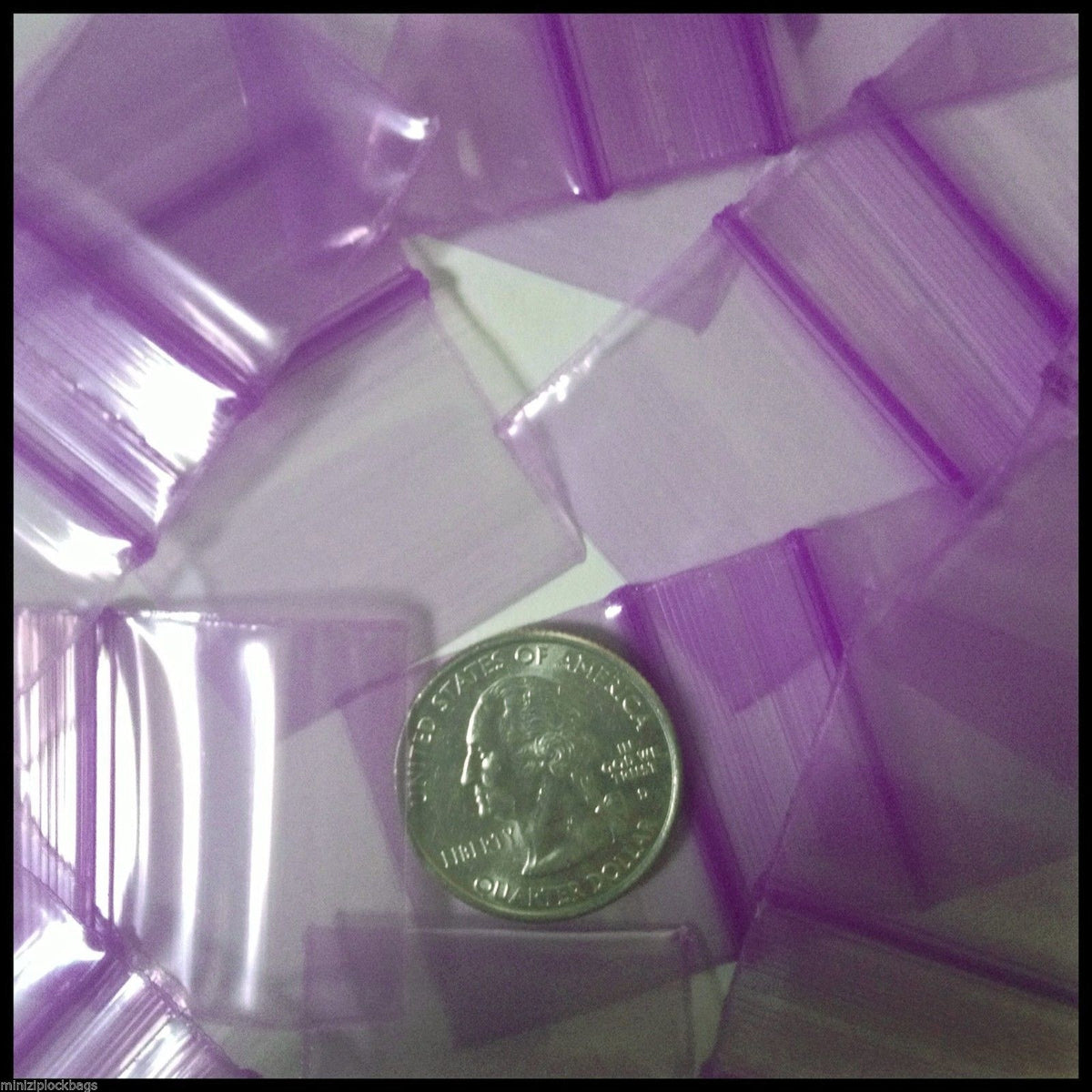 Purple Original Apple Bags resealable bags, 1.25" x 1", designed for secure storage and packaging.