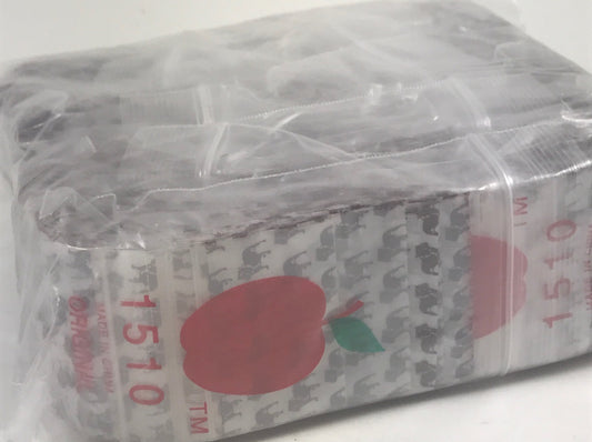 Original Apple Bags resealable bags, 1.5" x 1", with top dog design, clear plastic packaging for storing small items