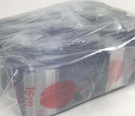 Original Apple Bags resealable bags, 1.5" x 1", with king crown design, suitable for storing small items or packaging.