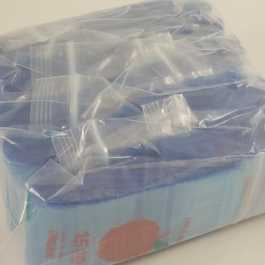 Blue 1510 Original Apple Bags resealable bags, 1.5" x 1", made by Original Apple Bags, shown in the image.