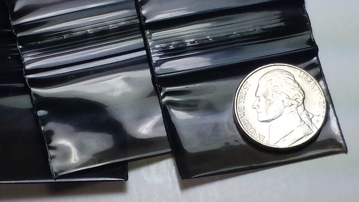 Black 1.5" x 1" resealable Apple Bags from Original Apple Bags brand, shown in the product image.