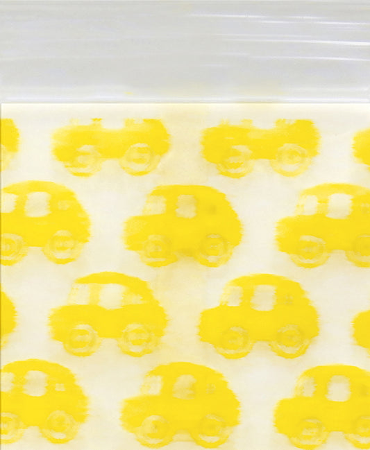 Original Apple Bags resealable bags in taxi cab design, 1.5" x 1.25", perfect for packaging small items or gifts.