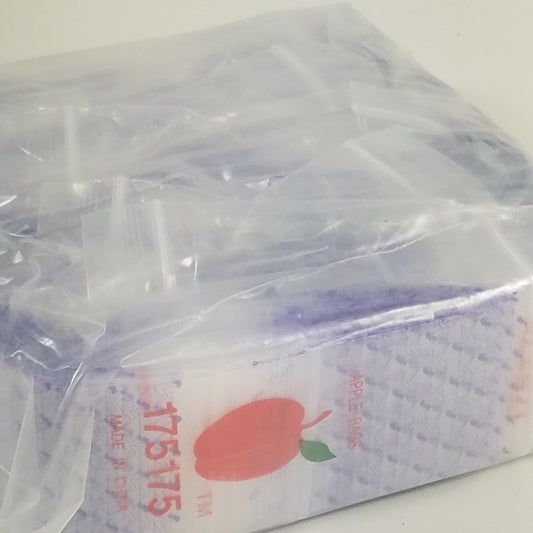 Resealable Original Apple Bags with heavy-duty 1.75 x 1.75-inch clear plastic design for secure storage.