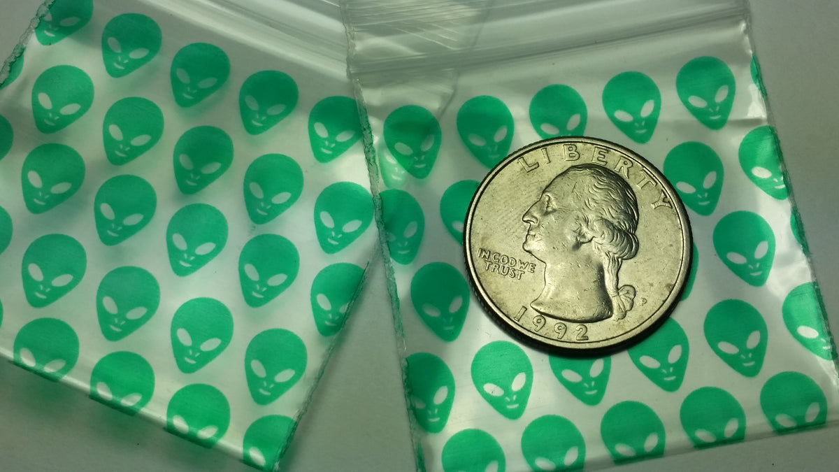 Resealable Original Apple Bags with 1.75-inch square size, featuring the Crown logo, ideal for packaging small items.