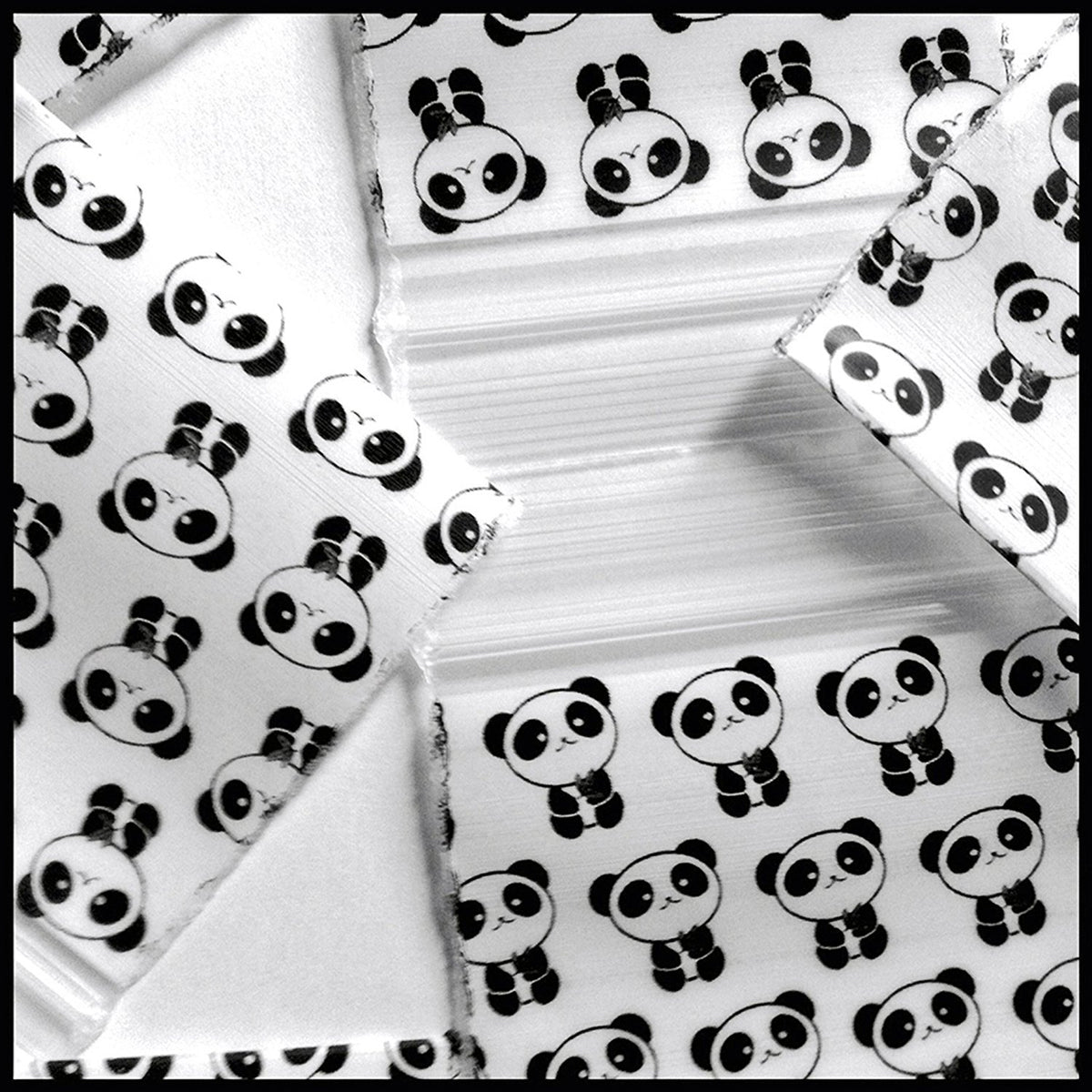 Resealable Original Apple Bags with panda design, 1.5 x 1.5 inches, perfect for small storage and organizing.