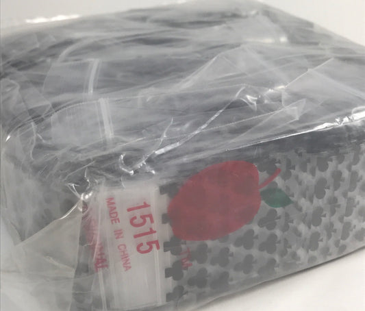 Original Apple Bags resealable bags featuring a clubs design, measuring 1.5 by 1.5 inches, ideal for small item storage.