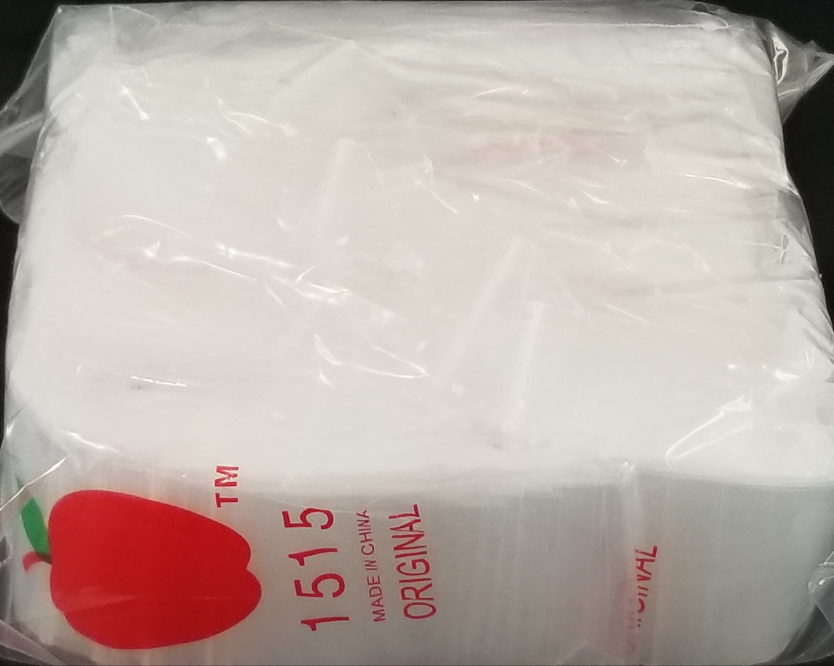 Clear 1.5x1.5-inch resealable bags by Original Apple Bags, perfect for small item storage and organization.