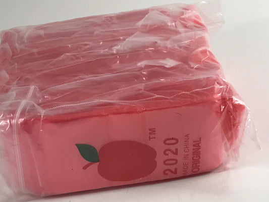 Red 2x2-inch resealable bags from Original Apple Bags, ideal for storage or packaging purposes.
