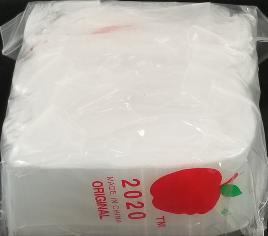 Clear 2020 Original Apple Bags, 2x2 inch resealable bags, transparent plastic packaging for storage or gift use