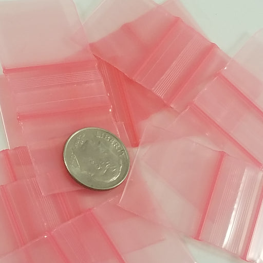 1034 Original Mini Ziplock 2.5mil Plastic Bags 1" x 3/4" Reclosable Baggies (Pink) - The Baggie Store