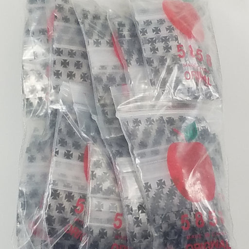 5858 Original Mini Ziplock 2.5mil Plastic Bags 5/8" x 5/8" Reclosable Baggies (Chopper/Iron Cross) - The Baggie Store