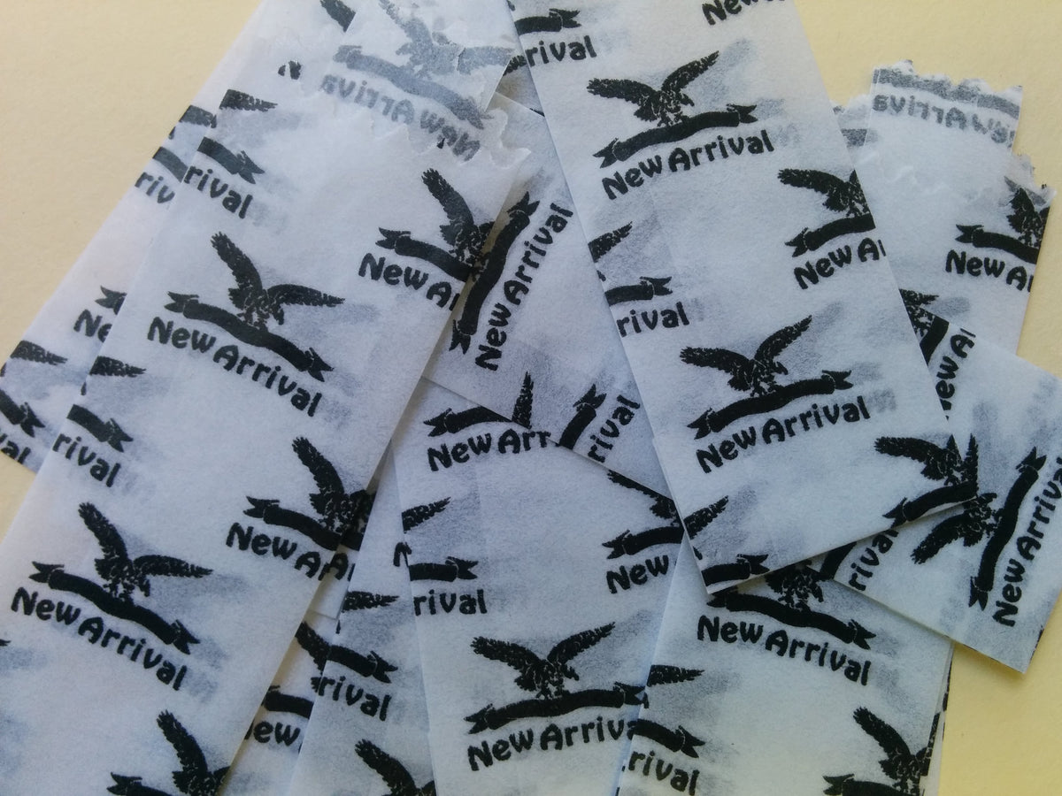 Black vellum glassine wax paper envelope bags for stamp collecting, moisture resistant wax bags by Stamp Collectors.