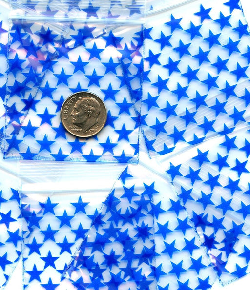 2020 Original Mini Ziplock 2.5mil Plastic Bags 2" x 2" Reclosable Baggies (Blue Stars) - The Baggie Store