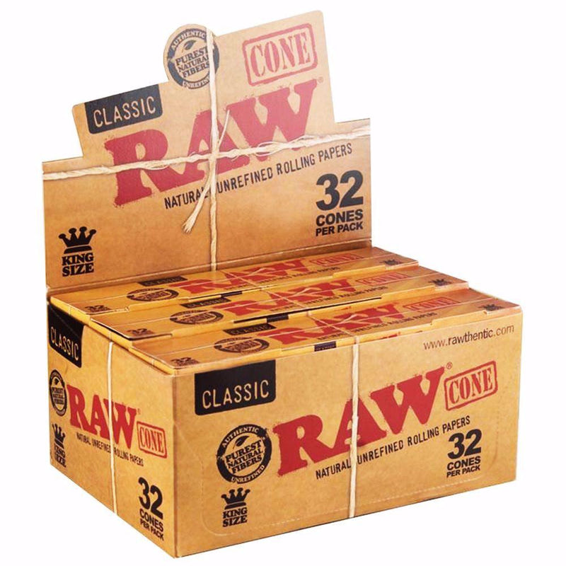 RAW CLASSIC KING SIZE PRE ROLLED CONES - 32 PACK - TBS Supply Co