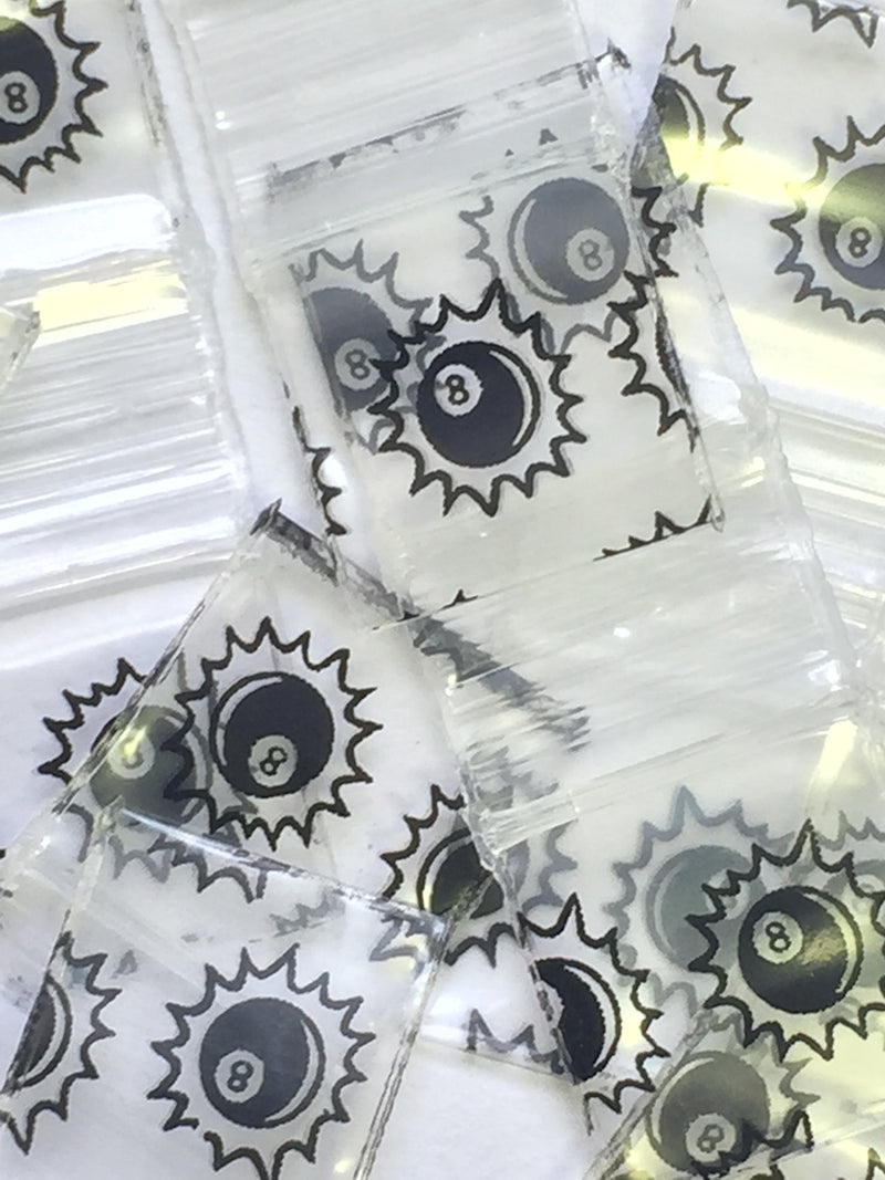 Size 1212 original apple bags from The Baggie Store, 1/2" by 1/2" dimensions, shown in a clear image with the bags and packaging.