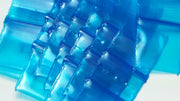 Blue 1212 Size 1/2" x 1/2" original Apple bags by The Baggie Store, shown in the image with dimensions template.
