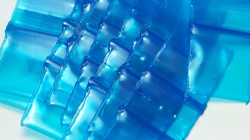 Blue 1212 Size 1/2" x 1/2" original Apple bags by The Baggie Store, shown in the image with dimensions template.
