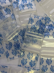Blue 1212 SIZE 1212 Original Apple Bags from The Baggie Store, 1/2" x 1/2" dimensions, with blue devil design visible