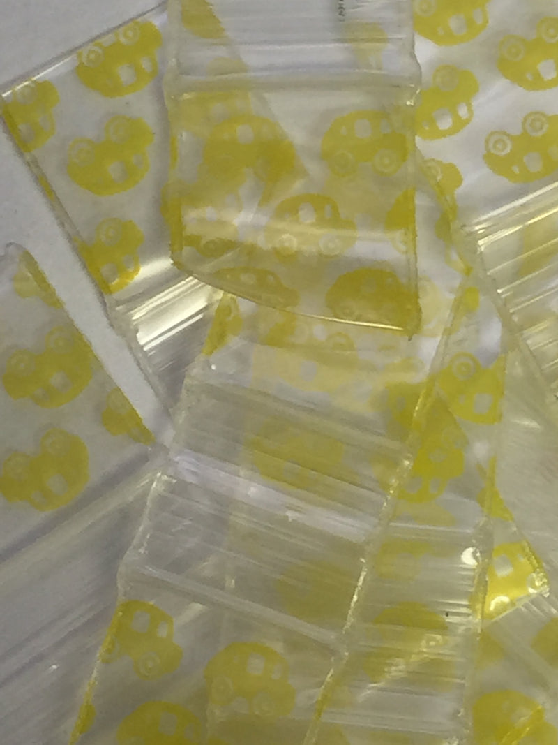 Yellow Size 1212 Original Apple Bags from The Baggie Store, 1/2" x 1/2" dimensions, shown in the image.