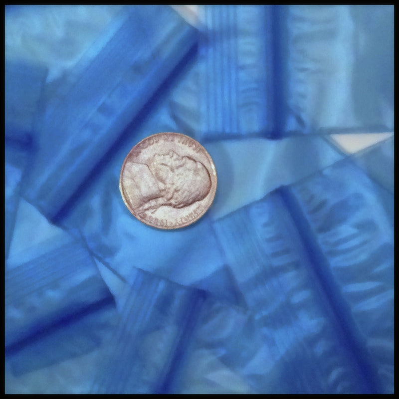Blue 2x3-inch resealable bags from Original Apple Bags, perfect for storing small items or snacks.