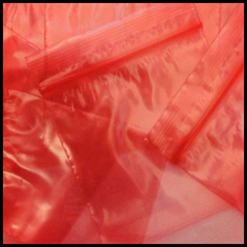 Red 3x3-inch resealable Apple Bags by Original Apple Bags, showing clear, flexible plastic storage bags with resealable closures.
