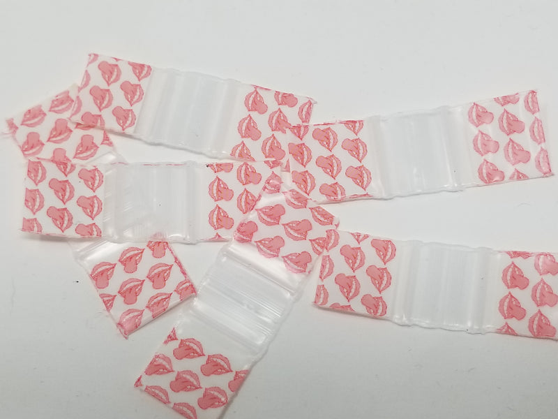 Size 1212 original Apple bags by The Baggie Store, 1/2 inch by 1/2 inch clear plastic storage bags, shown in the image.