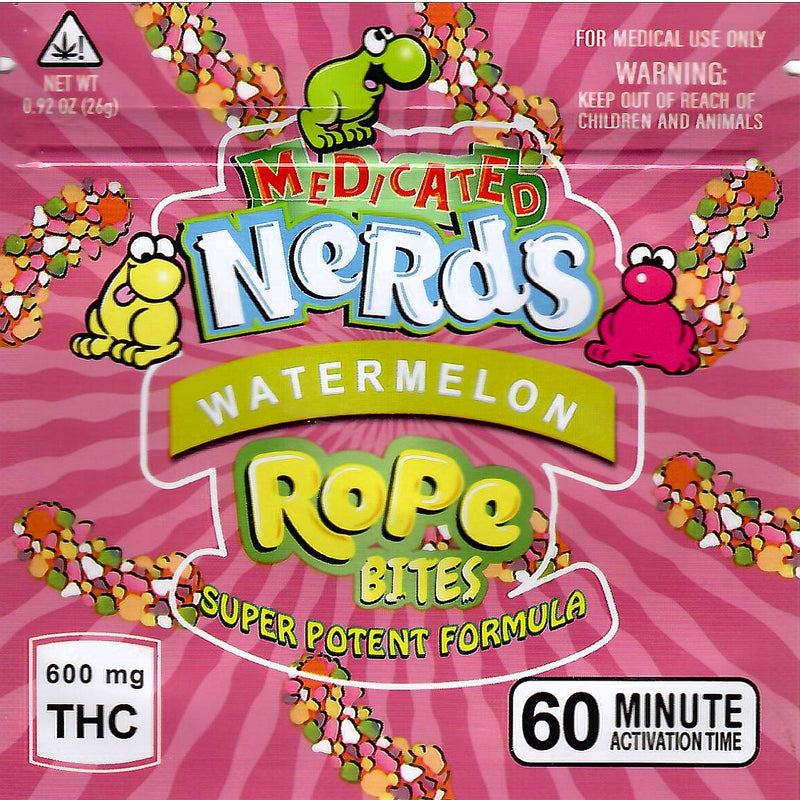 Smell-proof Nerds Rope Bites packaging from The Baggie Store, showcasing the discreet, resealable container for secure storage.