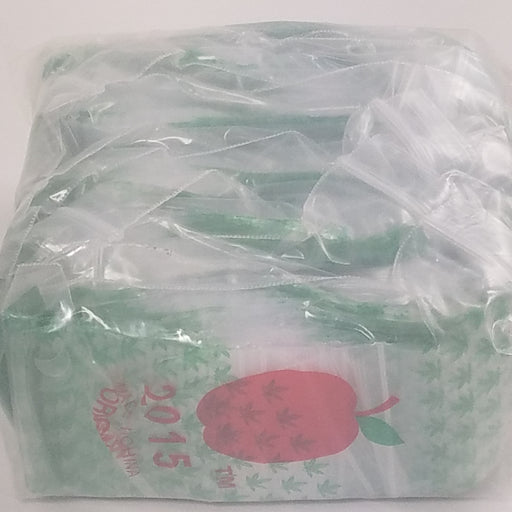 Resealable Original Apple Bags with leaf design, measuring 2x1.5 inches, ideal for packaging or storage.