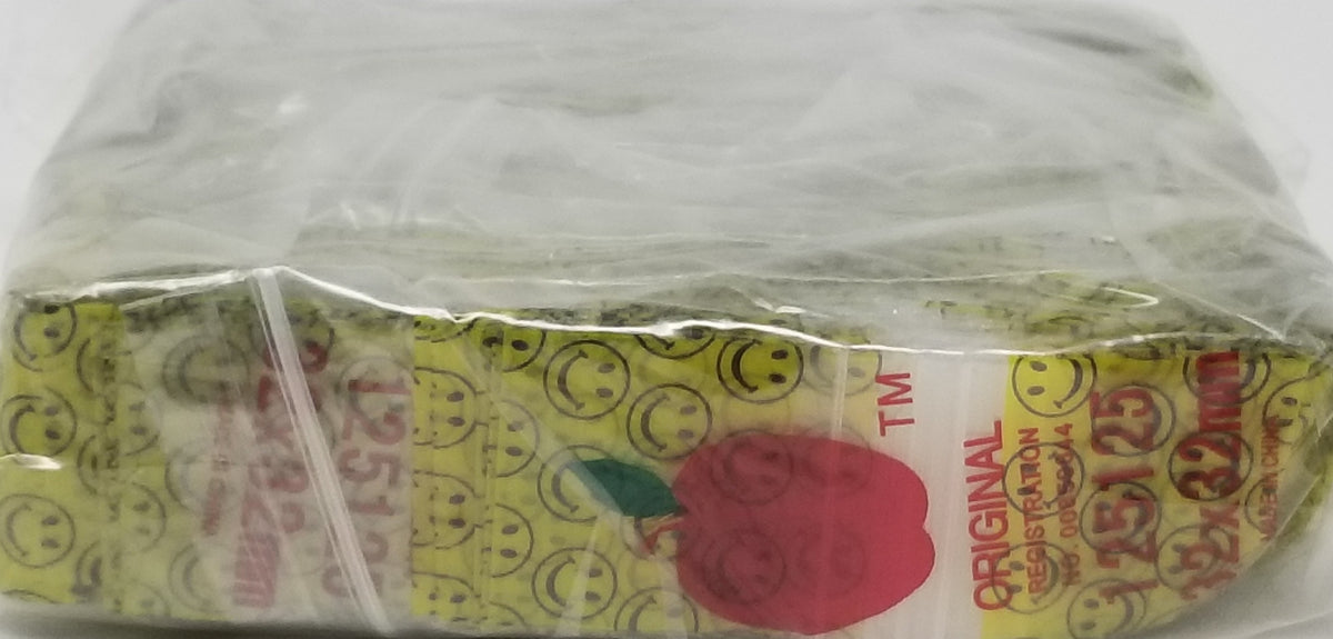 Original Apple Bags smiley face paper bag in various sizes, featuring a cheerful smiley design perfect for gift packaging.