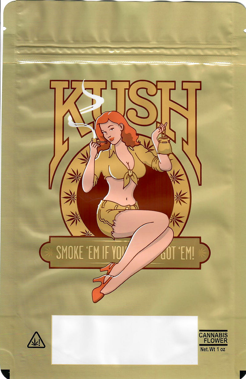 Smell-proof Kush Smoke Em If You Got Em 1oz Mylar Bags by Designer Mylar, pack of 100, with sealed, durable packaging