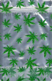 Smell-proof Designer Mylar Happy 4:20 1oz bags, pack of 100, featuring durable, silver foil design for discreet storage