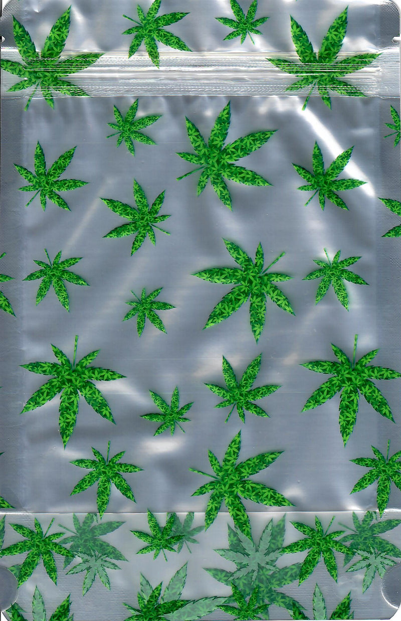 Smell-proof Designer Mylar Happy 4:20 1oz bags, pack of 100, featuring durable, silver foil design for discreet storage