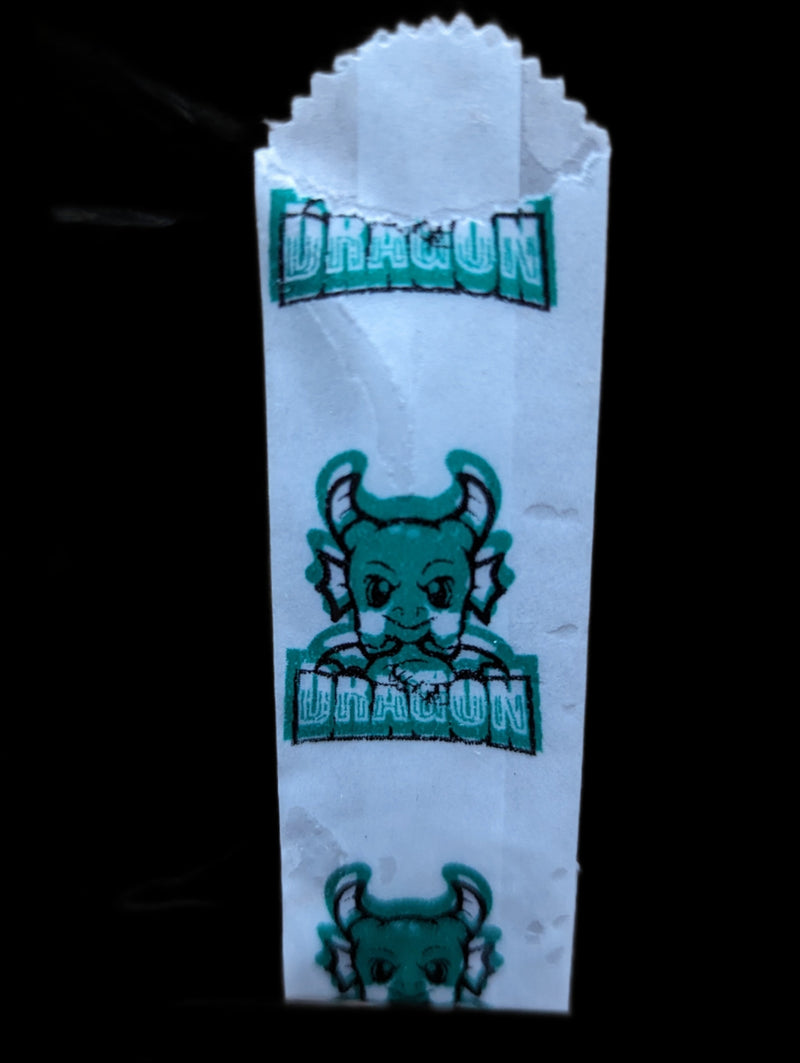 Vellum glassine wax paper envelope bag featuring a dragon design, moisture resistant stamp collecting storage bag.