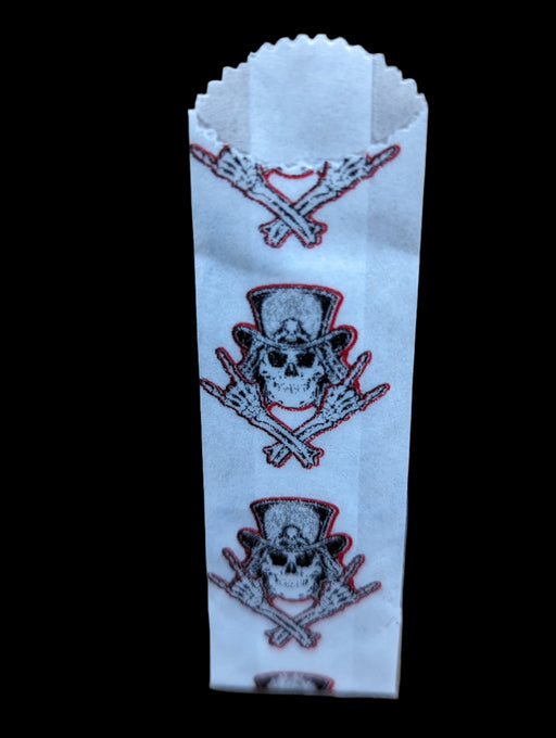Vellum glassine wax paper envelope bag with skull rocker design, moisture-resistant Stamp Collectors brand wax bag for stamps.