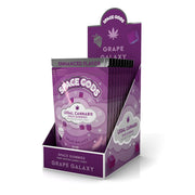 Space Gods Grape Galaxy THC + CBD gummies, 10-piece, colorful fruit-flavored cannabis edibles in bright packaging.