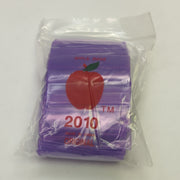 Purple 2x1-inch resealable bags from Original Apple Bags, designed for storing small items securely.
