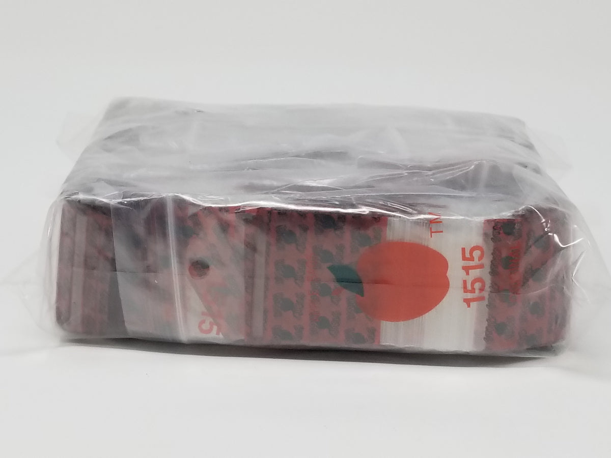Resealable Original Apple Bags 1.5x1.5 inches, durable plastic storage bags for snacks or small items.